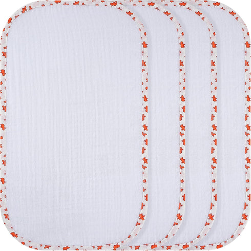Mama's Baby - 4-Pack Muslin Burp Cloths Sets for Unisex, 100% Cotton Hand Washcloths for Newborn Baby