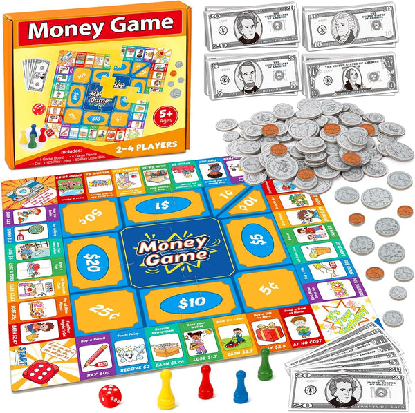 Torlam Money Board Games for Kids, Coins and Bills Toddler Pretend Play