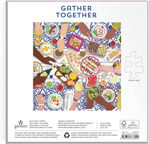 Galison Gather Together – 500 Piece Puzzle with Bright Artwork of Mediterranean Vignette for Adults and Families