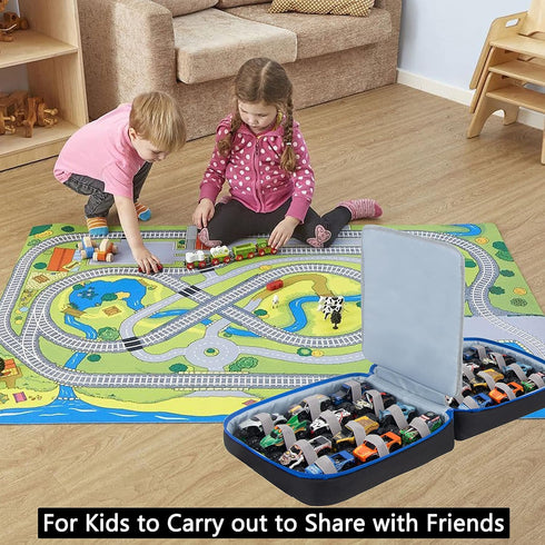 KISLANE Carrying Case for 24 Monster Jam Trucks, Kids Toy Truck Storage for 1:64 Scale Trucks