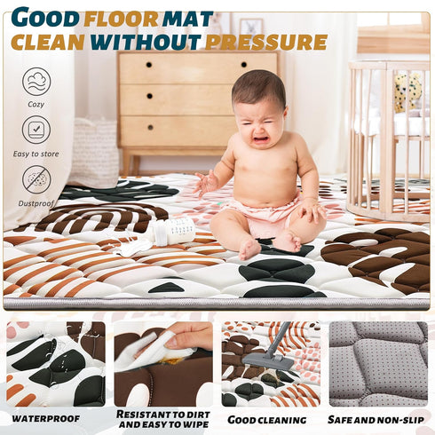 50x50 Baby Play Mats for Floor, Playpen Mat for Babies, Extra Thicker & Soft Floor Crawling Mat, Foldable Non-Slip