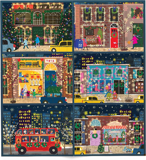 Galison Winter Lights Christmas Countdown – 12 Days of Puzzles Featuring Images of Winter City Fun