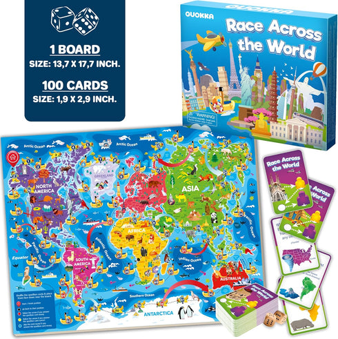 QUOKKA 3X Set Learning Board Games for Kids 6-8 - Educational Trivia Cards Ages 8-12 | Explore Outer Space