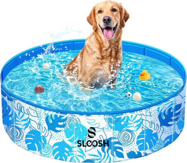 SLOOSH Foldable Dog Kiddie Pool - Portable Hard Plastic Kids Baby Doggie