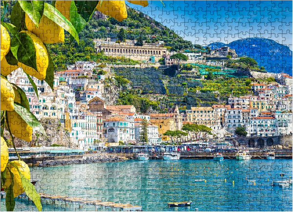 MyPuzzle Panoramic View of Beautiful Amalfi On Hills Leading Down to The