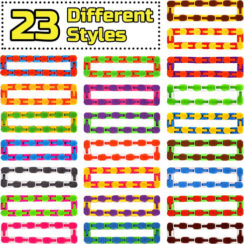Neureyte 92 Pack 24 Links Wacky Tracks Snap and Click Fidget Toys,Fidget Snake Toy for Party Favors,Plastic Chains