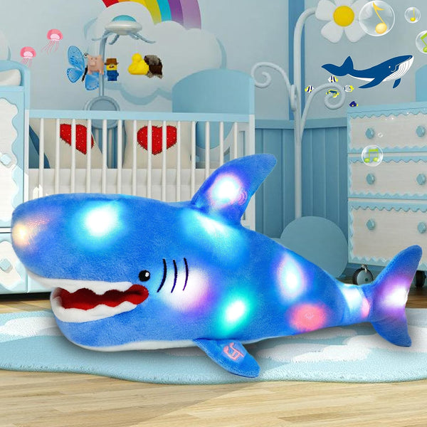 Cuteoy Light-up Singing Plush Shark LED Musical Stuffed Animal Adjustable Volume Lullaby