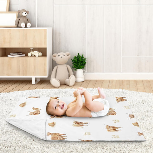30x36in Sweet Jojo Designs Soft Baby Blanket (Boho Highland Cow) for Girls or Boys, Infant, Newborns, Toddler