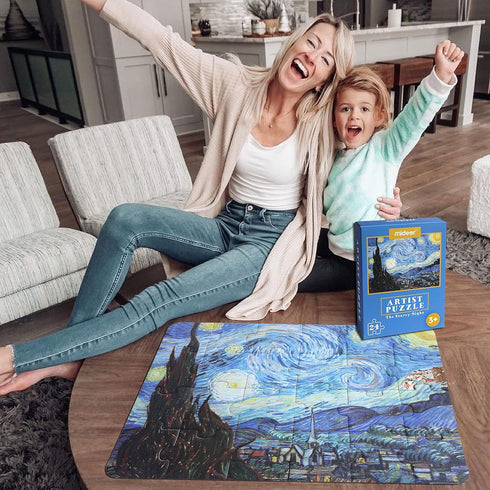 24 Pieces Starry Night Puzzle - Toddler Easy Puzzles for Kids Ages 3-6