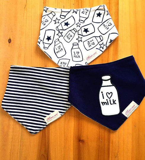JZLPIN 3 Packs Baby Dribble Bib, Toddler Bandana Bib Super Absorbent Cotton Feeding Bibs