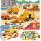 LELEMON 100 Pieces Jigsaw Puzzles - Metal Box for Kids Age 4-8, Construction Site Vehicles Educational Toys