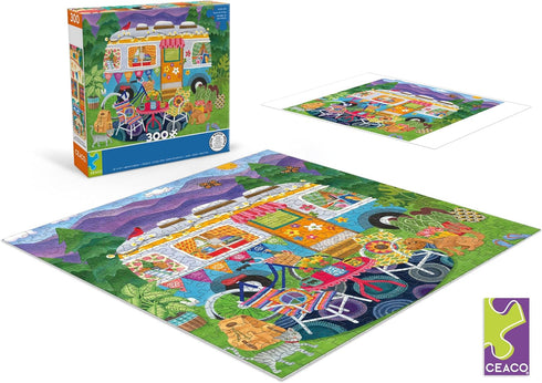 Ceaco Happy Camper Mountain Camper Oversized Jigsaw Puzzle, 300 Pieces, 19 x 19