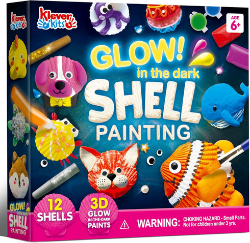 Klever Kits 12 Glow in The Dark Sea Shell Painting Kit-Arts &