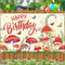 Mushroom Birthday Party Decorations, Mushroom Birthday Banner Backdrop Wildflower Party Banner Photo