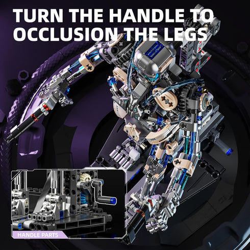 BRICK HAMBURG 692PCS Set3D Mechanical Skeleton Robot Building Block Poseable Model with LED Light, Movable Linkage