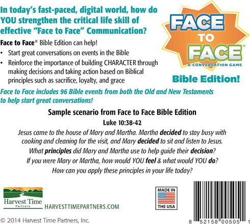 Face to Face Card Game - Bible Edition, Includes 96 Biblical Events for Character Development, Ages 10+