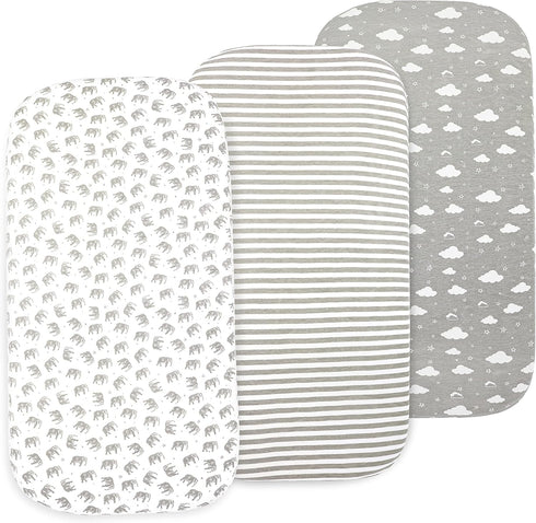 Baby Bassinet Sheet Set for Boy and Girl, 3 Pack Organic Jersey