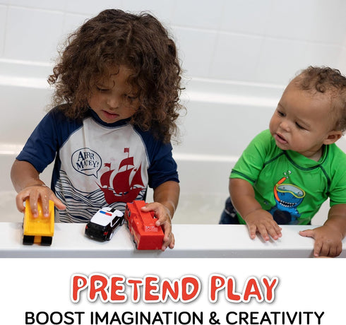 6 Car Combo Bath Toys for Babies and Toddlers - Mold Free, Non Squirting, BPA-Free, Safe Fun for 0-18 Months