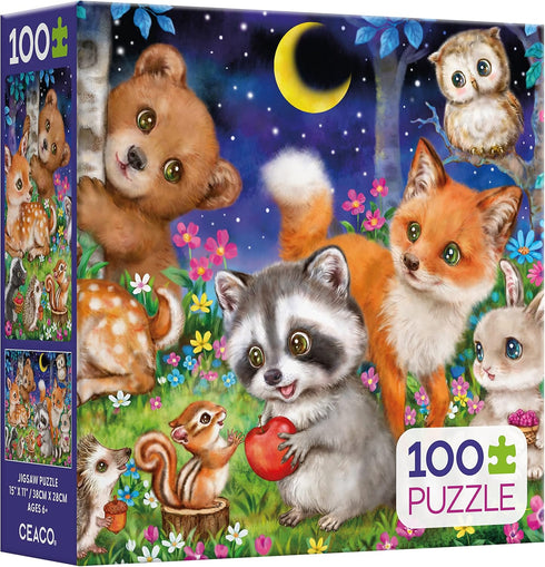Ceaco 100 Piece Jigsaw Puzzle, Kayomi Harai, Woodland Friends