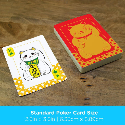 AQUARIUS Lucky Cat Playing Cards - Themed Deck for Your Favorite Card Games - Poker Size with Linen Finish