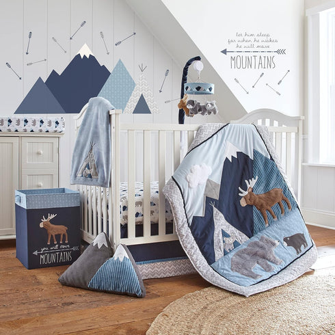 Levtex Baby - Trail Mix Plush Blanket - Appliqued and Embroidered Racoon on Blue Plush - Blue, Black, Grey - Nursery Accessories - Blanket Size: 30 x 40 in. by Levtex Baby