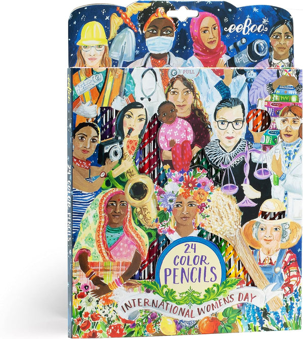 eeBoo International Women's Day 24 Color Pencils, Multi, Artist Quality Colored Pencils for Doodling, Coloring,