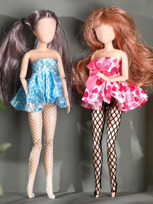 6 Pieces Doll Tights 12 Inch Handmade Doll Lace Stockings Female Doll Socks Doll Lace Tights Long Sock Legging Casual Accessories for Girls DIY Gifts Baby Doll Clothes Toy (Large Hole Style)