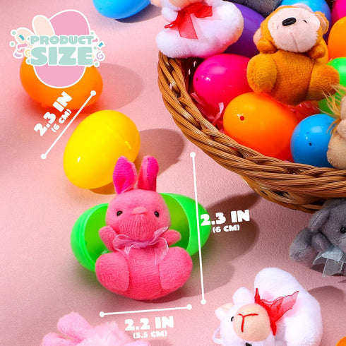 36 JOYIN Pcs Pre-Filled Easter Eggs Filled with Plush Animal Toys for Kids Toddlers Easter Egg Hunt, Basket Stuffers