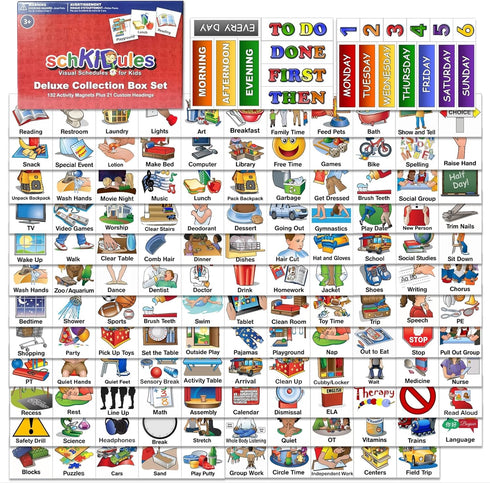 153 pc Daily Visual Schedule Magnets for Kids, Create Healthy Routines, Reminders, and Chore Charts