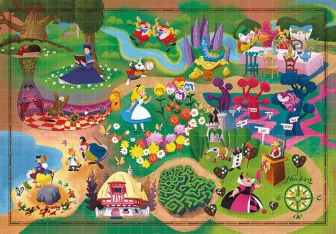Clementoni Disney Maps Alice - 1000 Pieces Puzzle, Entertainment for Adults, Made in Italy