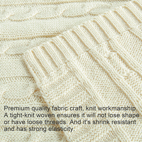NTBAY 100% Pure Cotton Cable Knit Toddler Blanket, Super Soft Warm, 30x40 Baby Blanket for Crib, Ivory