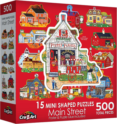 RoseArt - Mini-Shaped - Main Street - 500 Piece Jigsaw Puzzle for Adults