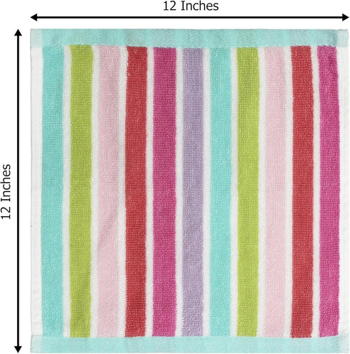 ORIGINAL KIDS Set 12 100% 450 12 12 Wash Cloth - of Stripe Washcloths - Cotton Yarn-Dyed Terry - GSM Quick Dry Soft