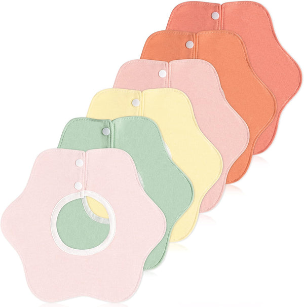Zainpe 6Pcs 360 Rotate Baby Bibs Waterproof Snap Cotton Baby Bib Absorbent