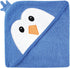 Luvable Friends Unisex Baby Cotton Animal Face Hooded Towel, Blue Penguin, One