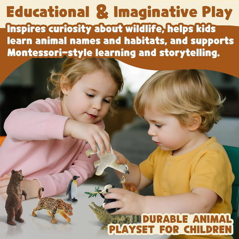 9 3-5 Zippytots PCS Zoo Animal Toys for Kids Realistic Plastic Wild Animal Figurine Toys Educational Learning Toy