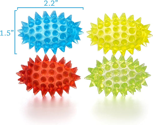 Spiky Balls Stim Toy 4 Pcs Set - Picking Desk Fidgets for Kids & Adults, Sensory Fidget Toys