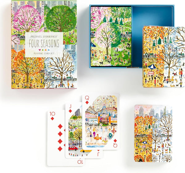 Galison Four Seasons Playing Card Set – 2 Standard Decks Featuring Unique Cityscapes and Landscapes