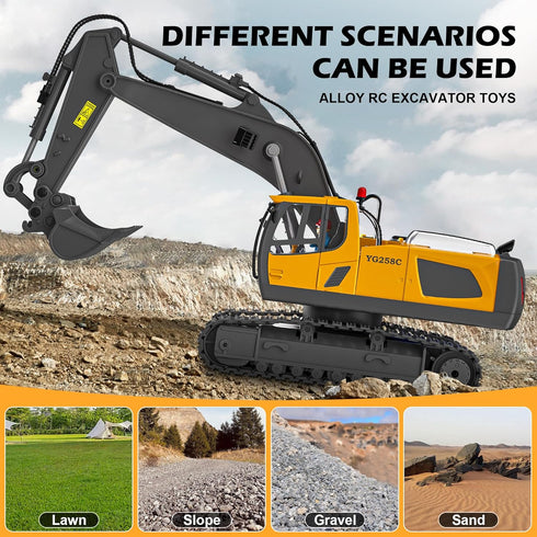6-11 Old,11-Channel Shovel,2.4Ghz Remote Control Excavator Toy for Boys yrs RC Excavator Toy,with Metal RC Construction
