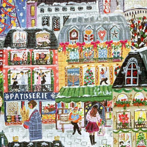 1000 23" 23" eeBoo Piece Puzzle - Paris Christmas Jigsaw Puzzle for Adults, Square x Made with Recycled Board