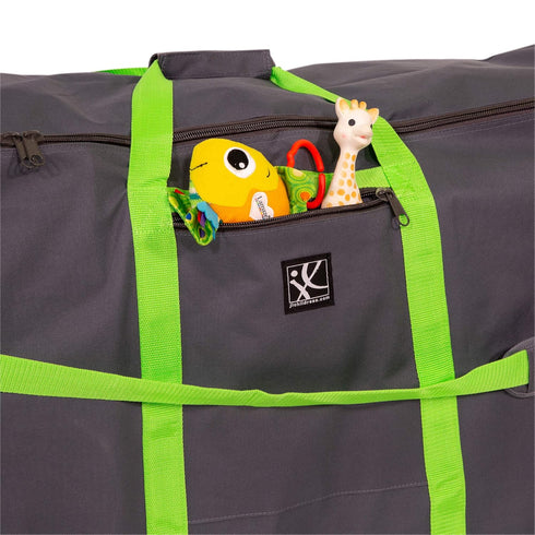 J.L. Childress Heavy Duty Stroller Travel Bag - Grey and Lime Color