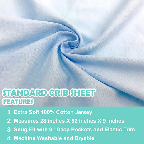 American Baby Company 2 Pack Fitted Crib Sheets, 28" x 52", Soft Breathable Neutral Cotton, Blue and White