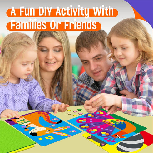 20 1660 10 SpriteGru Foam Sticker Art Activity, Wild Animal Art Boards with Foam Stickers in Colors, Funny DIY Activity