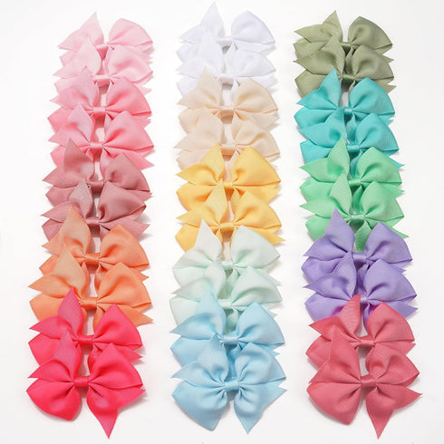 30PCS Girls' Hair Accessories - 15 Colors Grosgrain Ribbon 3.5-inch Alligator Clips and Pigtail Bows for Toddlers and