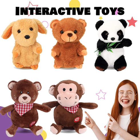 Hopearl Talking Panda Interactive Toy, Nodding Electric Plush Buddy Gift for Toddlers, 7''