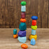 16 Pcs Colored Wooden Stacking Blocks, Solid Wood Rocks Building Toys for Kids Toddlers Educational Games