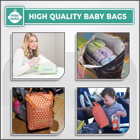 (8 Pack Packing Easy Baby - Diaper, Bottle, and Supplies - Organizer Pouches and Changing Pad - Change, Feed, Dress
