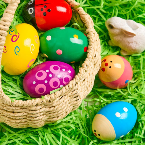 6 Packs JOYIN Easter Wooden Egg Shakers Maracas Percussion Musical for Easter Basket Stuffer Filler, Classroom Prize