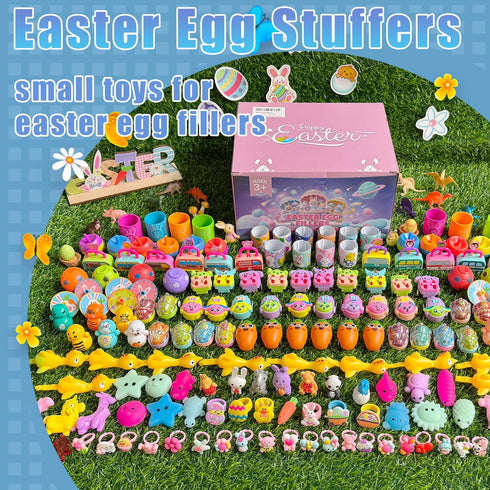 200 SQZUWIT Pcs Easter Egg Fillers Basket Stuffers Essentials, Small Miny Toys Bulk Assortment Gift for Kids Girls Boys