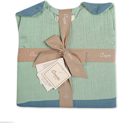 Crane Baby Wearable Blanket - Soft Cotton Blanket for Boys and Girls 0-9 Months, Riverstone and Evergreen